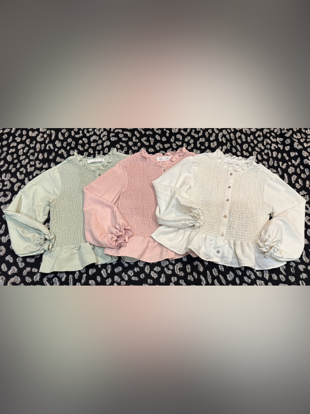 Zara Girls Pink Smocked Ruffle Hem Blouses Bundle (8/9) set of 3